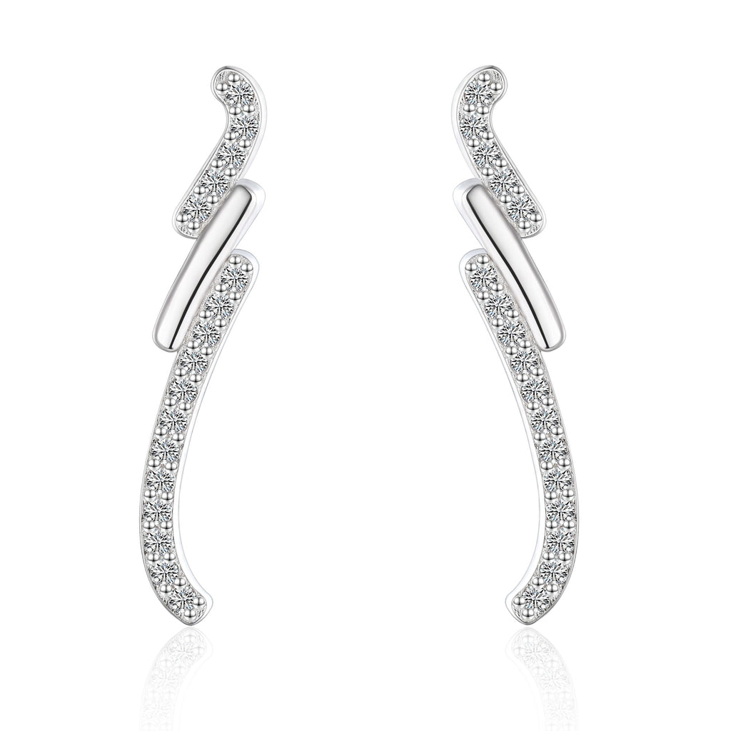 Damen Ohrstecker im eleganten geschwungenen Design mit funkelndem Zirkonia-Besatz Shop Nory