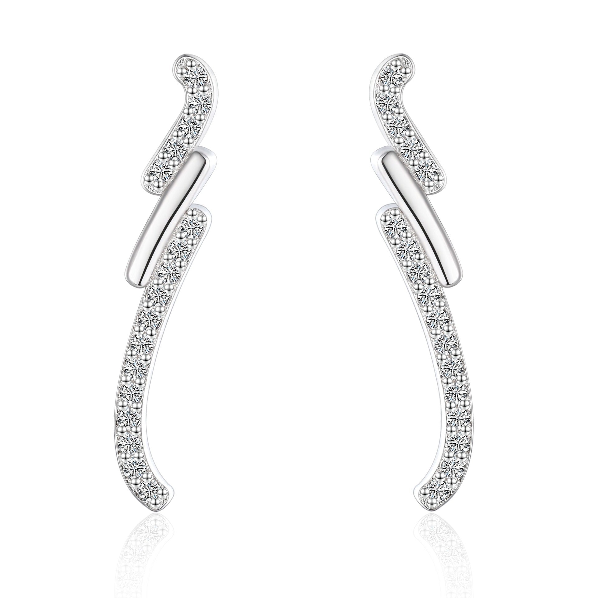 Damen Ohrstecker im eleganten geschwungenen Design mit funkelndem Zirkonia-Besatz Shop Nory