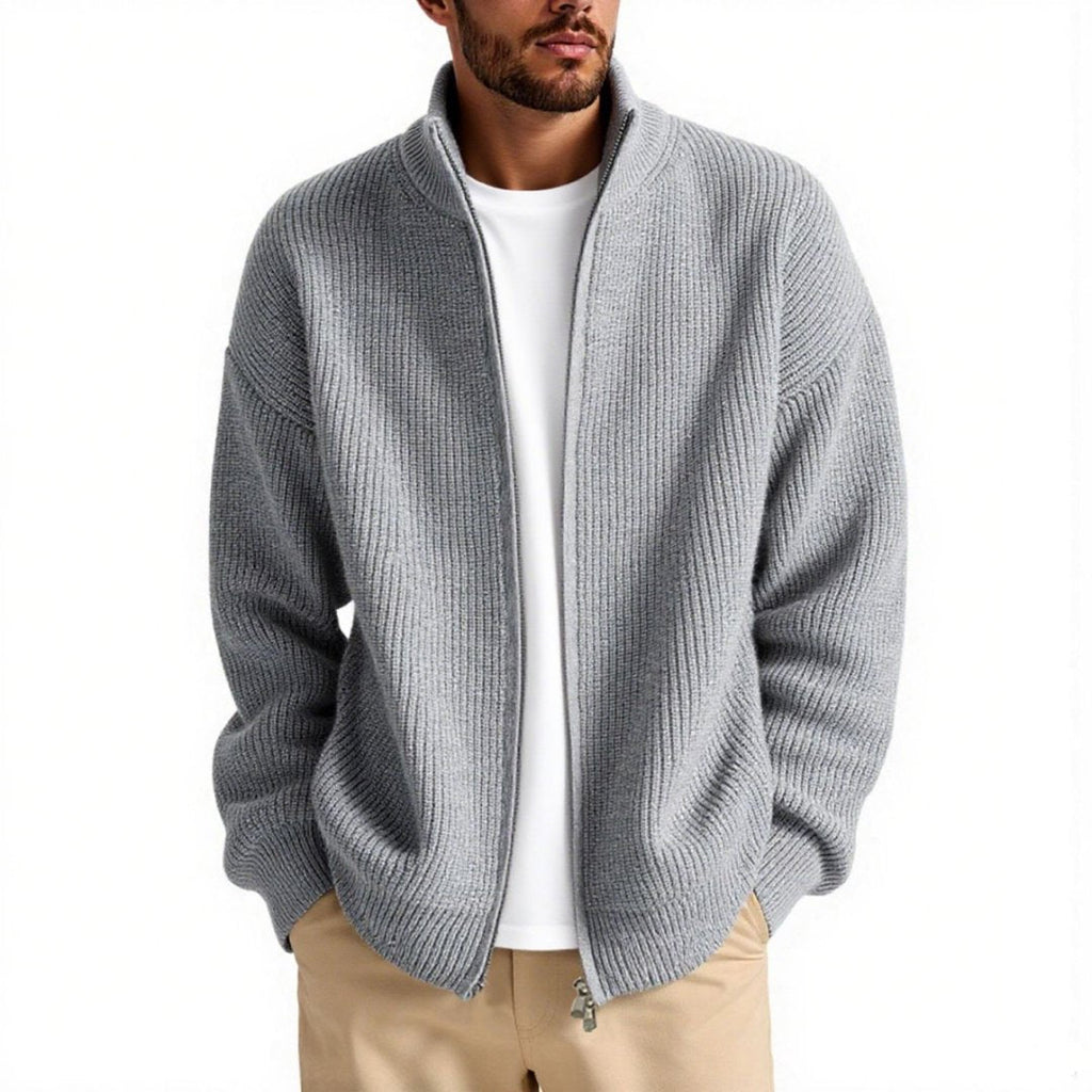 Herren Strickjacke mit hohem Kragen und praktischem Reißverschluss ShopNory