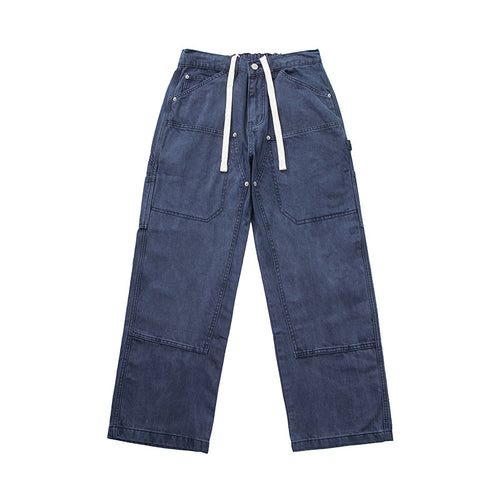 Herren Weite Utility-Denimhose mit Tunnelzugbund und aufgesetzten Taschen Shop Nory