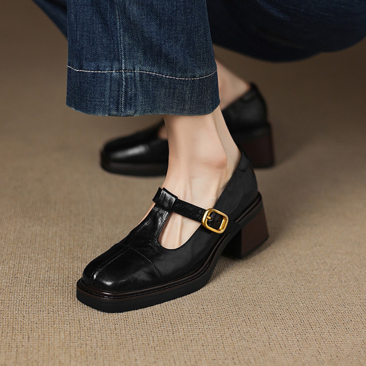 Damen Elegante Ballerinas mit modischer Schnallenverzierung