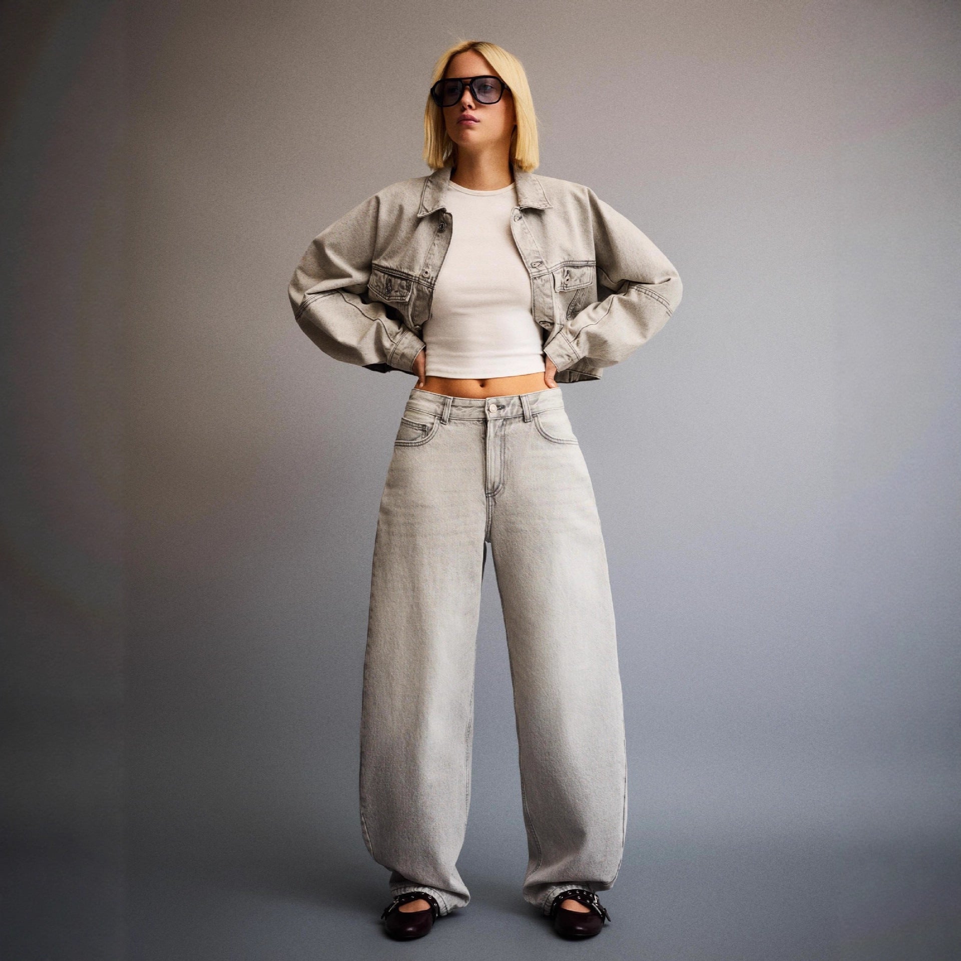 Damen Oversized Jeansjacke mit Taschen und lässigem Schnitt