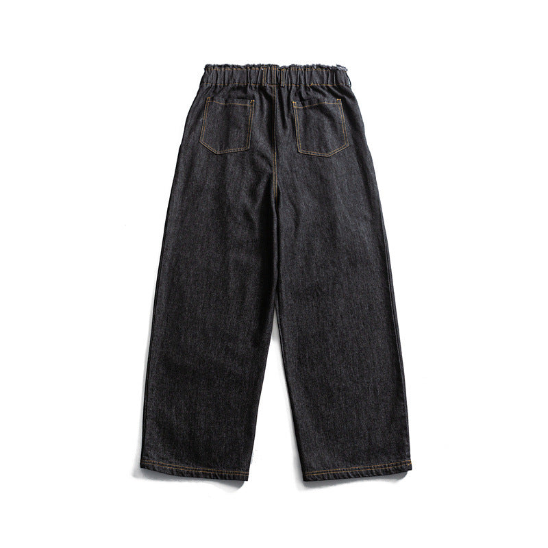 Herren Weite Denim-Hose mit elastischem Tunnelzugbund und Bundfalten Shop Nory