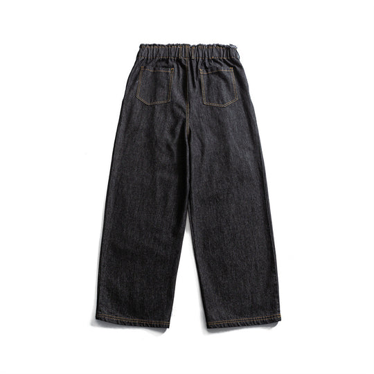 Herren Weite Denim-Hose mit elastischem Tunnelzugbund und Bundfalten Shop Nory
