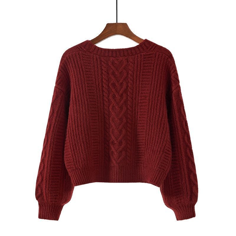 Damen Strickjacke mit ausgefallenem Zopfmuster und tiefem V-Ausschnitt