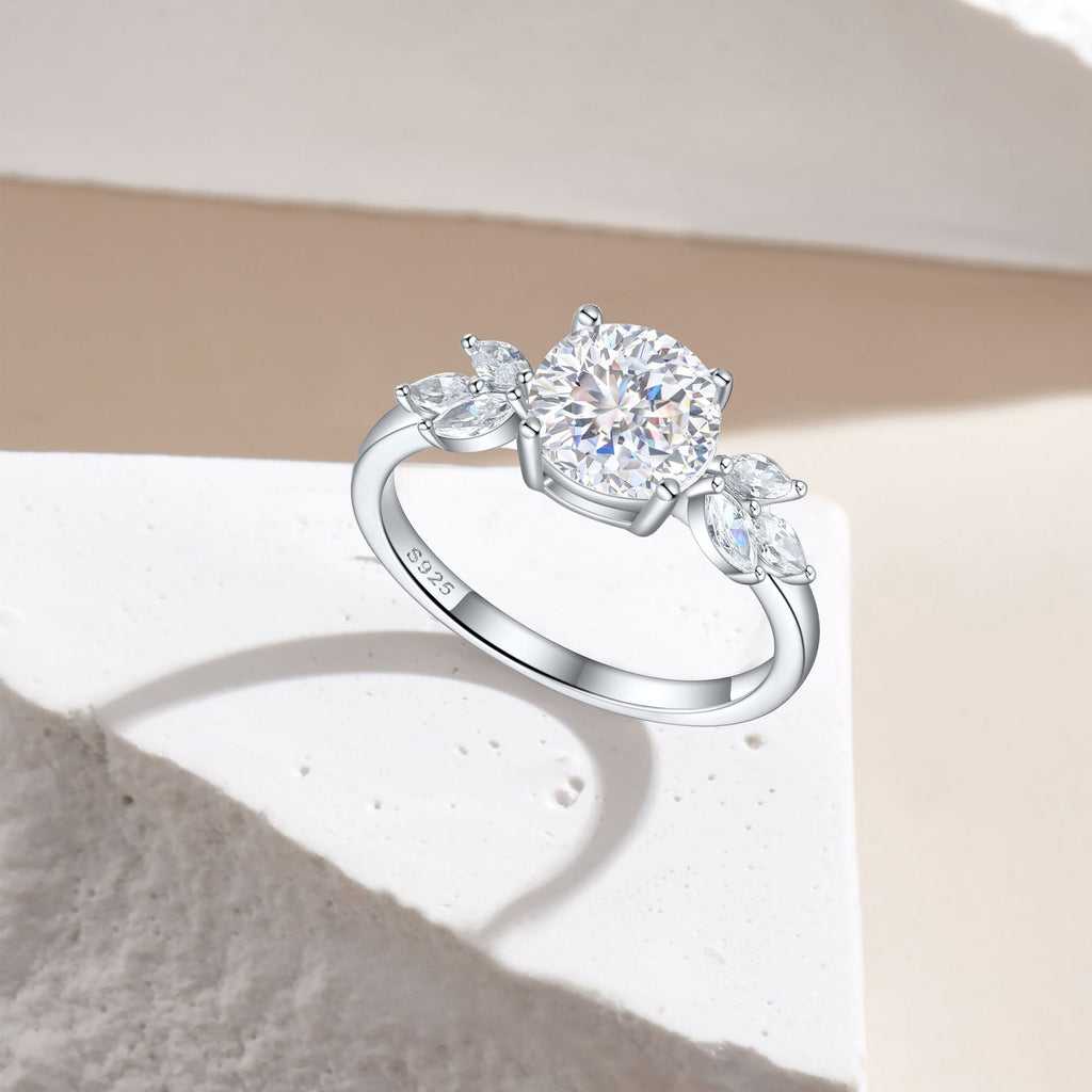 Damen Ring mit funkelndem Aquamarin und Zirkonia-Besatz Shop Nory