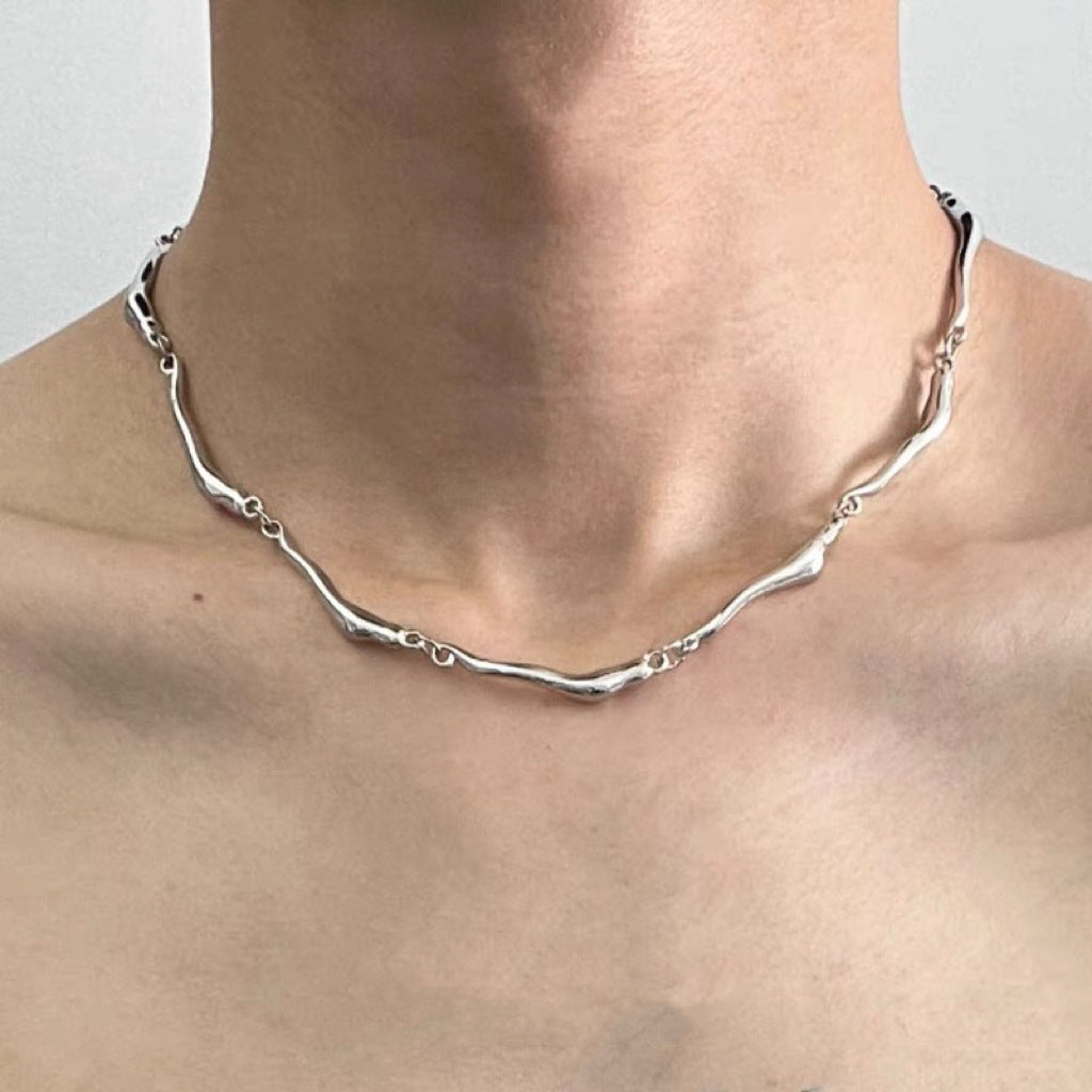 Damen Kette aus hochwertigem Edelstahl mit modernem Wellen-Design Shop Nory