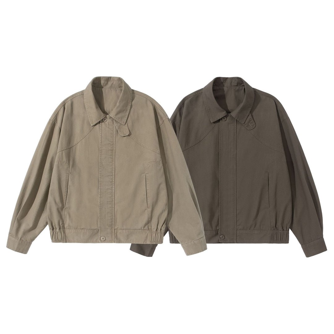 Unisex Kurz geschnittener Utility-Blouson mit Hemdkragen und elastischem Saum Shop Nory