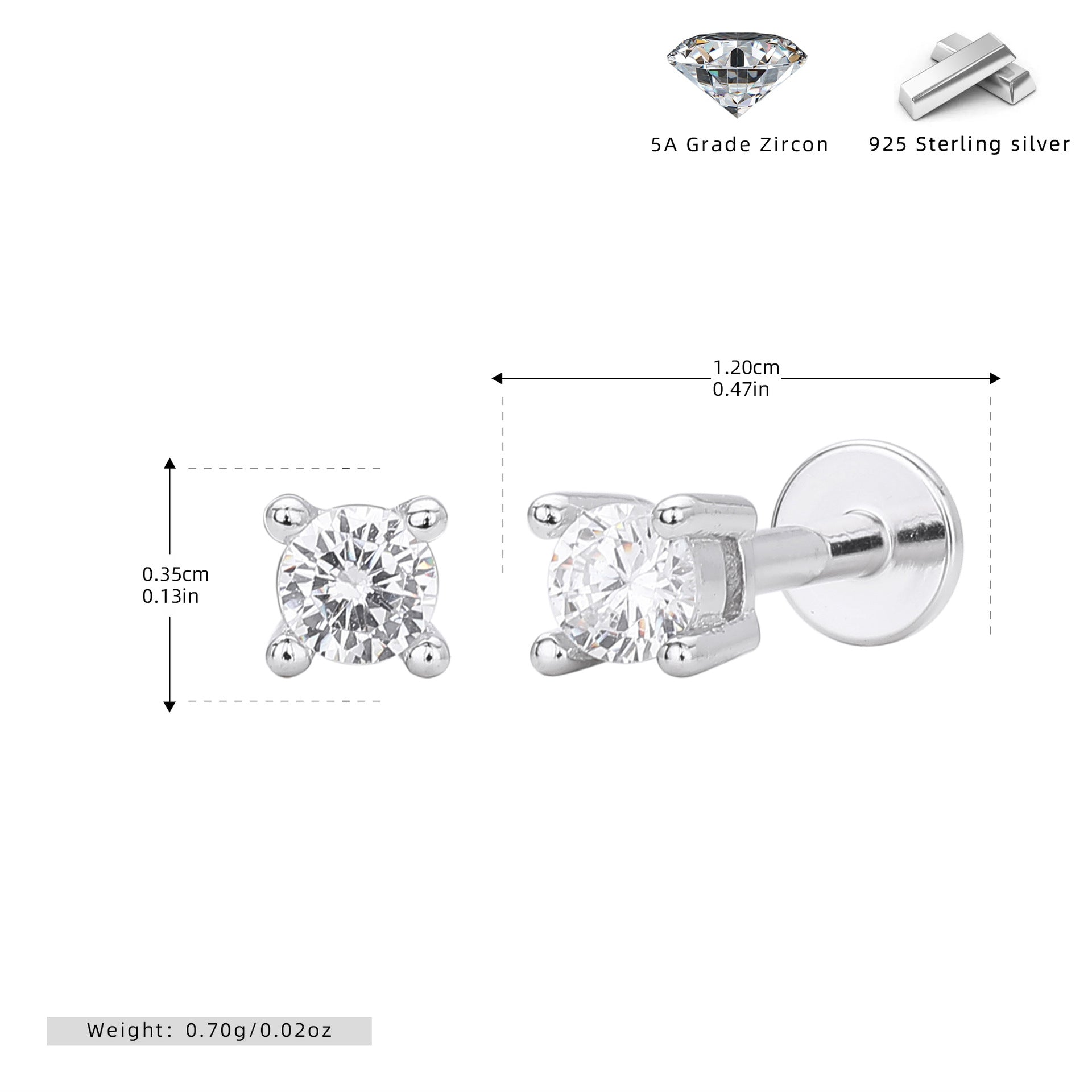 Damen Ohrstecker mit hochwertigem Zirkonbesatz aus 925 Sterling Silber Shop Nory