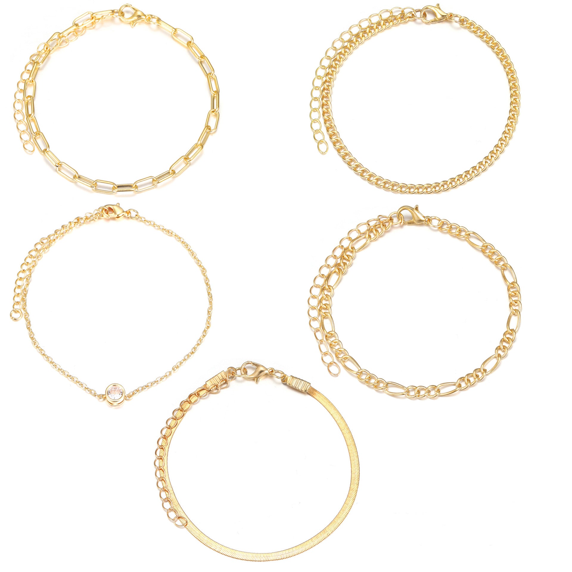 Damen-Armband-Set mit eleganten, mehrlagigen Ketten und feinen Details Shop Nory