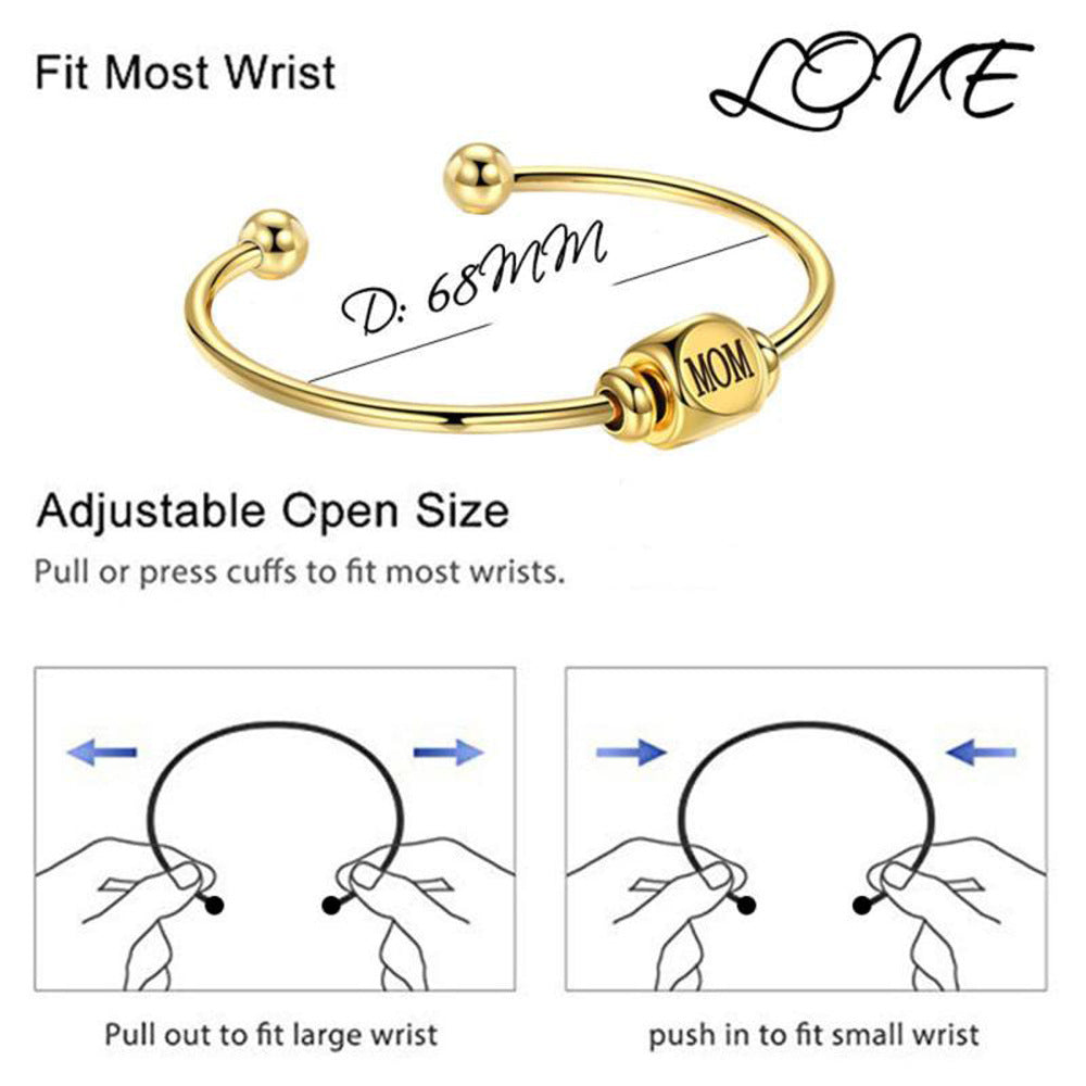 Damen Armreif mit personalisierbarem Mom-Anhänger Shop Nory