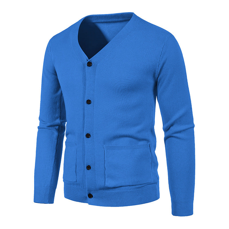 Herren Strickjacke mit V-Ausschnitt und praktischen Taschen
