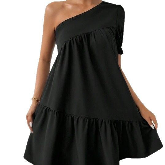 Damen Asymmetrisches Minikleid mit Volant und grafischem Muster Shopnory