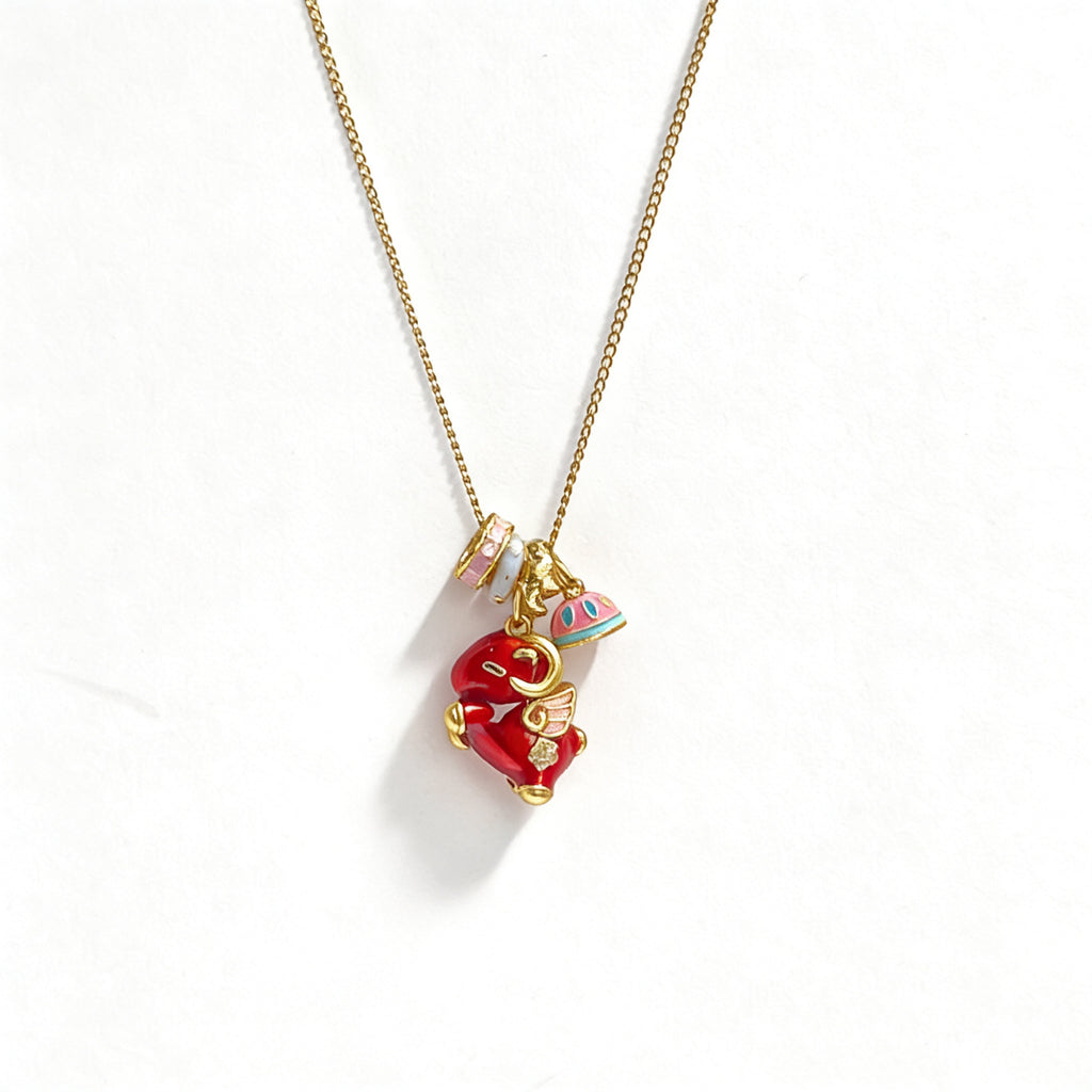 Damen Halskette mit originellem Elefanten-Anhänger und bunten Charms Shop Nory
