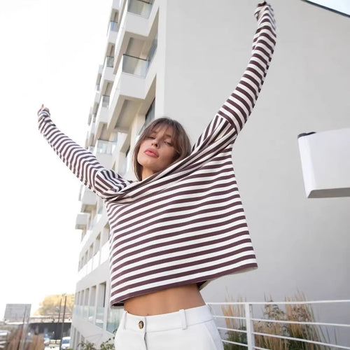 Damen Lässiges gestreiftes Langarmshirt Shop Nory