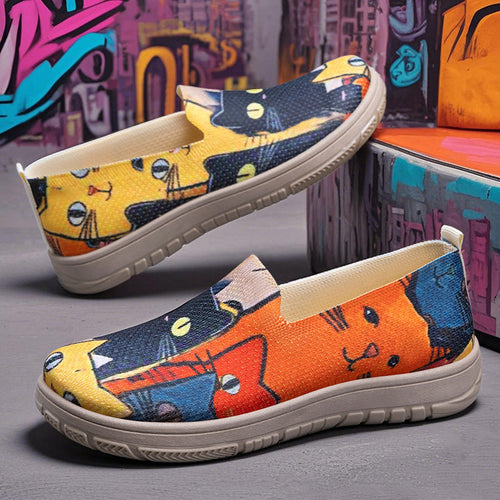 Damen Bunte Slip-On Freizeitschuhe mit Komfort-Einschub