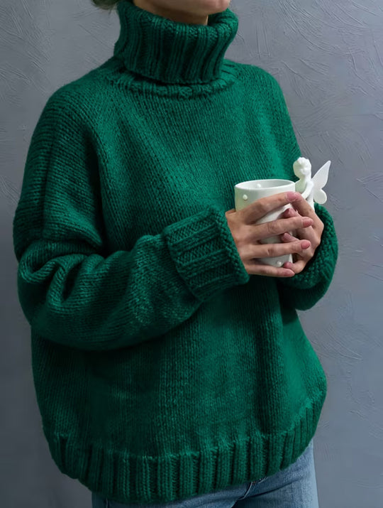 Damen Oversize-Rollkragenpullover im Fluffy-Mix mit breiten gerippten Bündchen Shop Nory