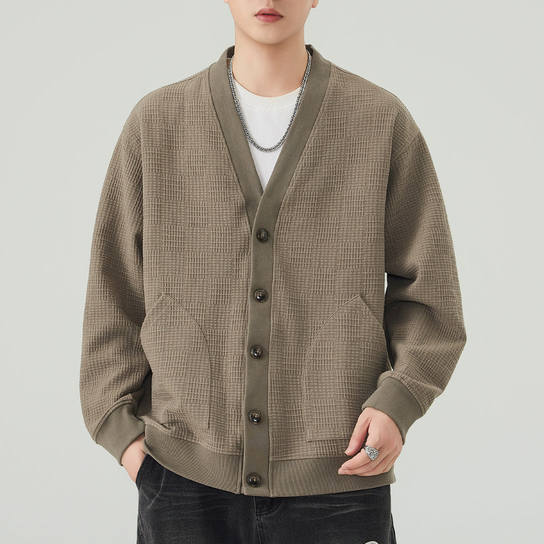 Herren Strukturstrick-Cardigan mit V-Ausschnitt und aufgesetzten Taschen Shop Nory