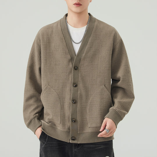 Herren Strukturstrick-Cardigan mit V-Ausschnitt und aufgesetzten Taschen Shop Nory
