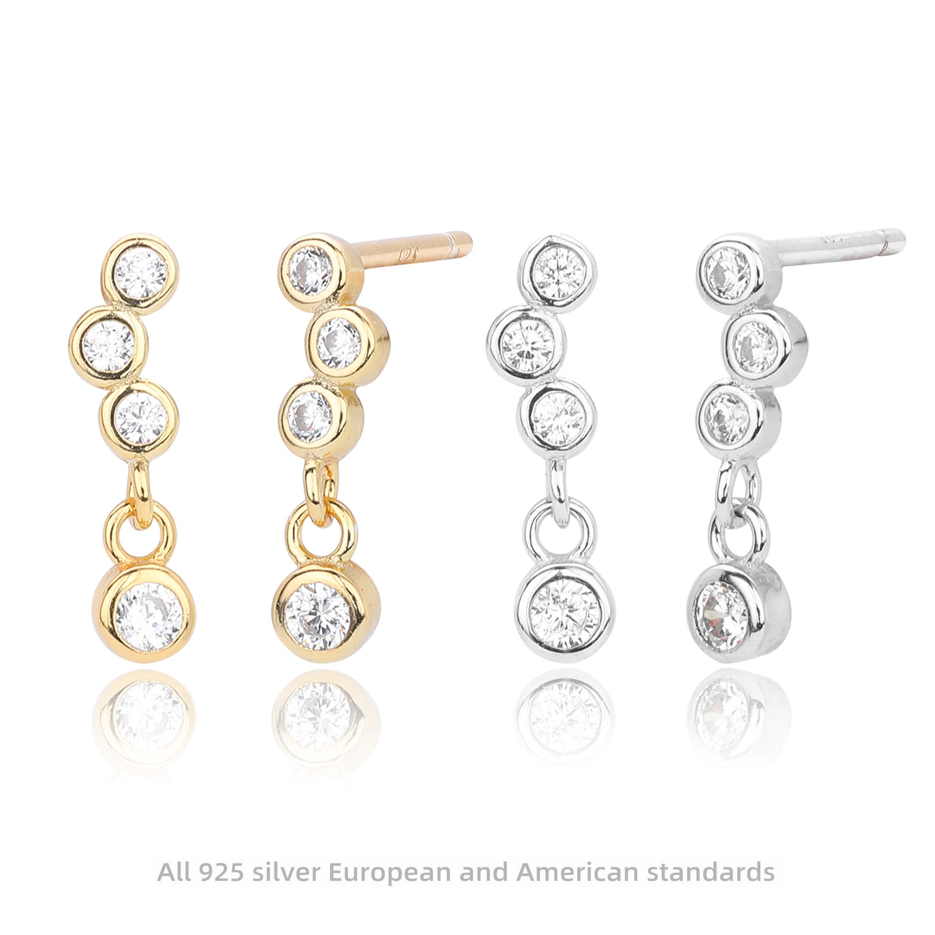 Damen Ohrhänger mit funkelnden Zirkonia in hochwertigem 925 Sterling Silber Shop Nory