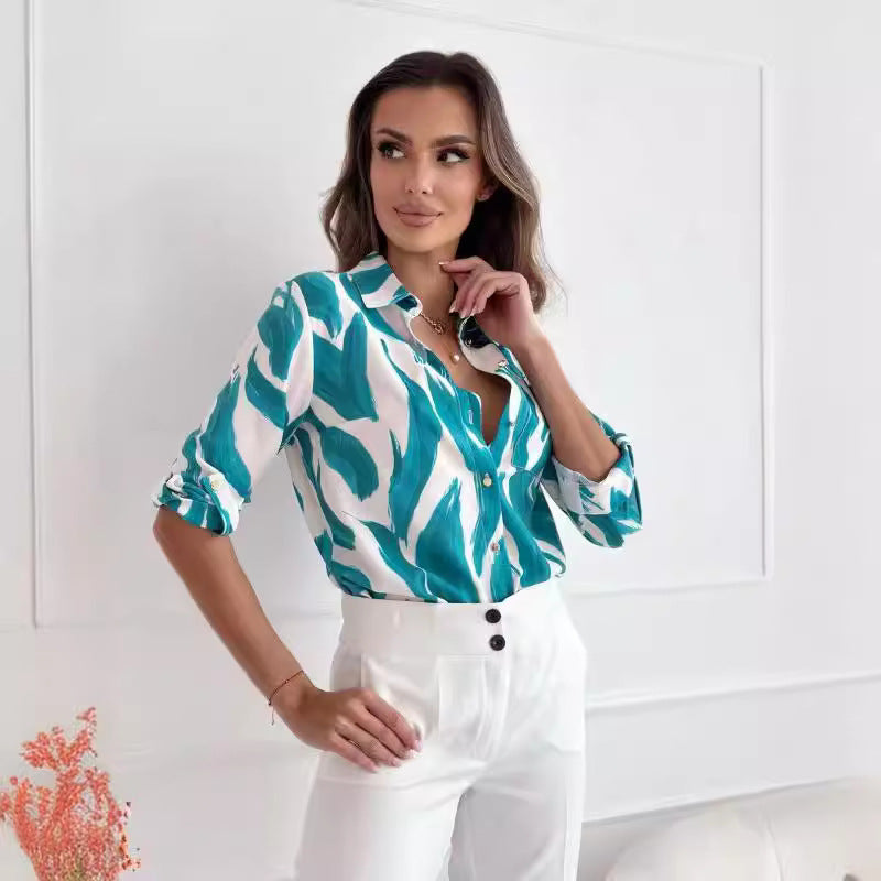 Damen Bluse mit floralen Akzenten und lässigem Schnitt