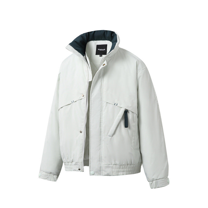 Unisex Boxy‑Wattierte Kurzjacke mit asymmetrischen Eingrifftaschen und hohem Stehkragen Shop Nory