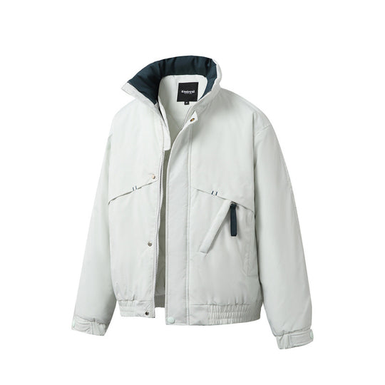 Unisex Boxy‑Wattierte Kurzjacke mit asymmetrischen Eingrifftaschen und hohem Stehkragen Shop Nory