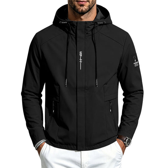 Herren Leichte Softshelljacke mit Kapuze wind- und wasserabweisend Reißverschlusstaschen Shop Nory