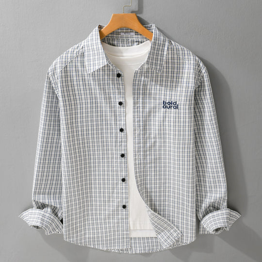 Herren Baumwoll-Overshirt mit feinem Gitterkaro und Kentkragen Shop Nory