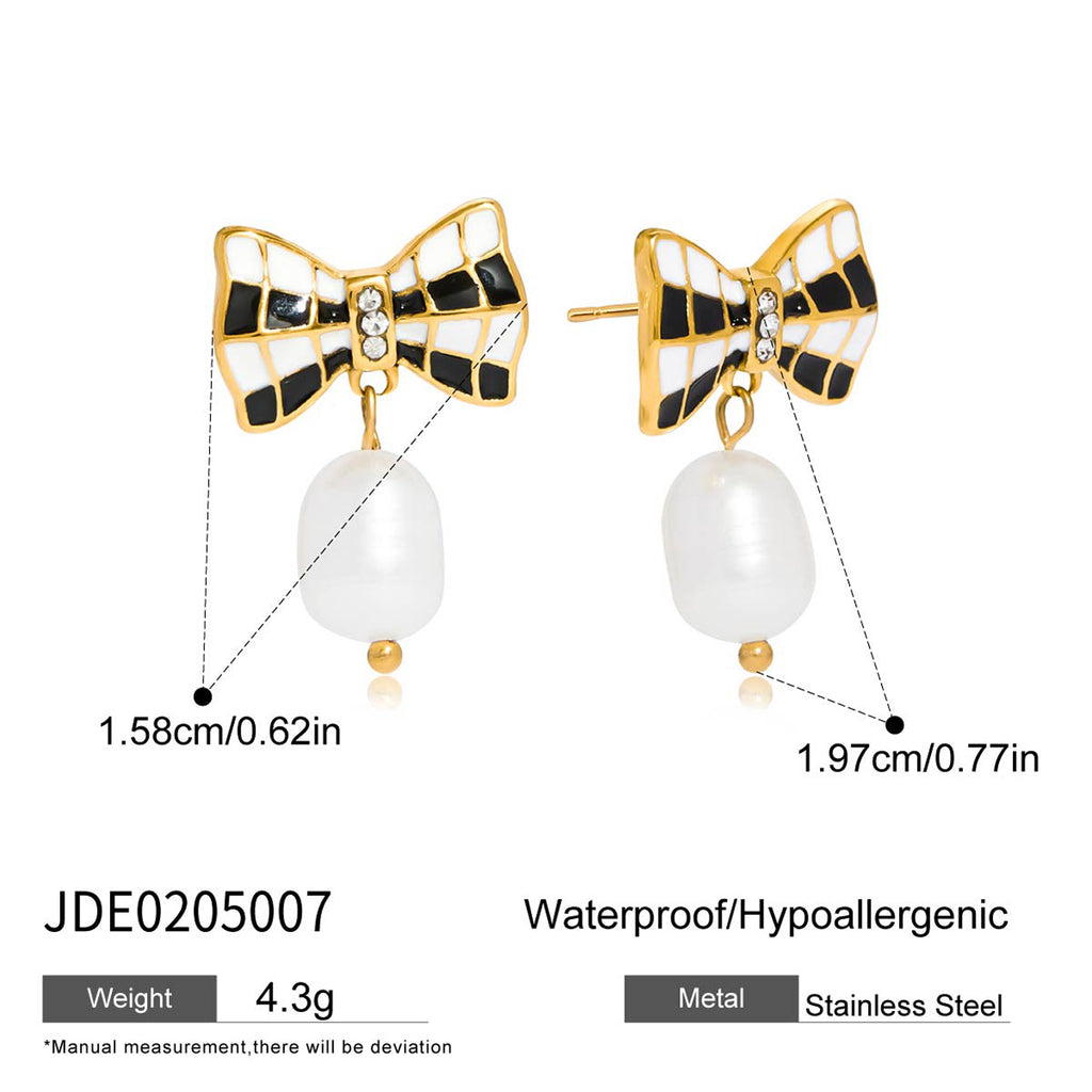 Damen Ohrhänger mit elegantem Schleifen-Design und Perlenanhänger Shop Nory
