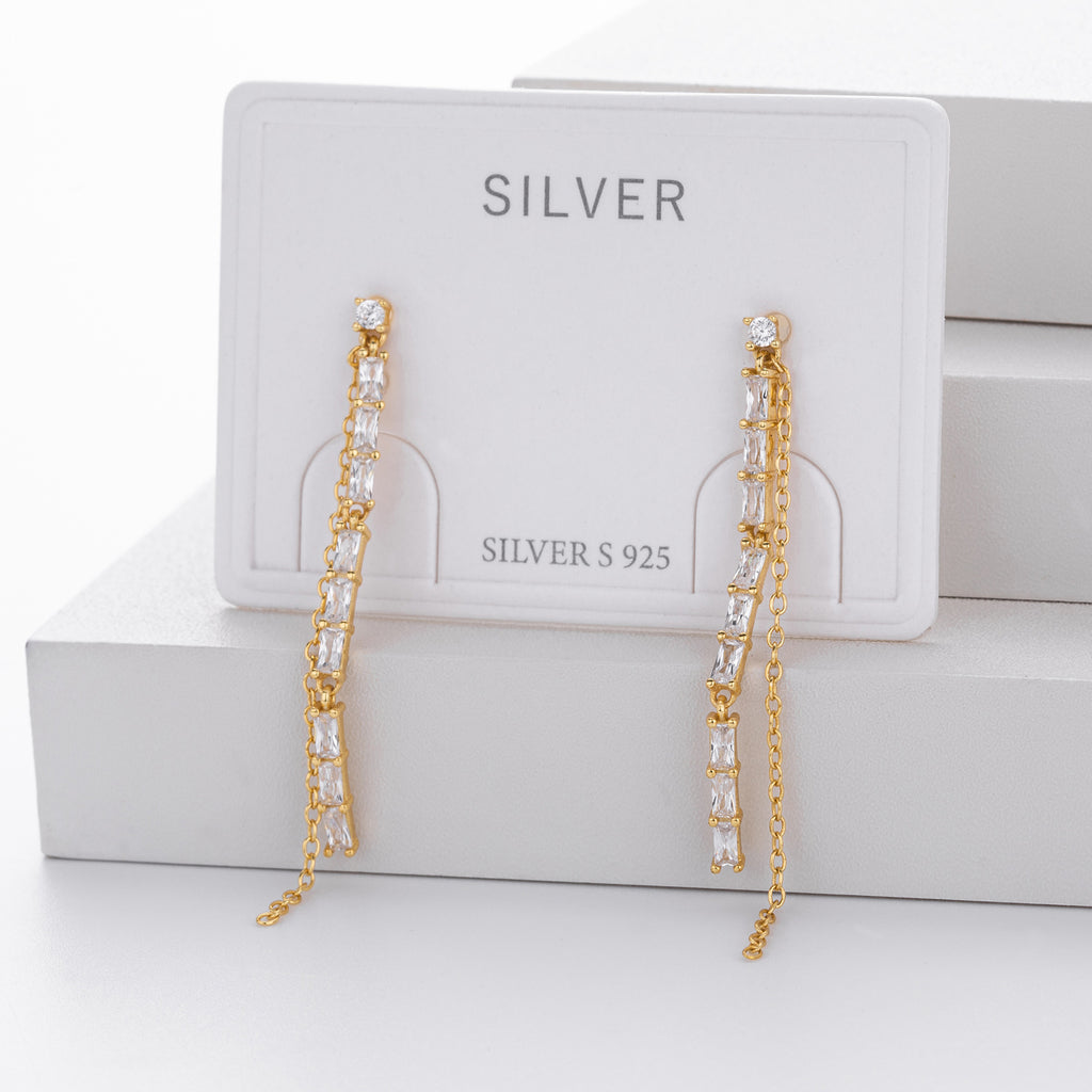 Damen Ohrhänger mit luxuriösem Zirkonbesatz und elegantem Kettendesign Shop Nory