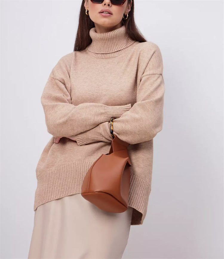Damen Boxy-Rollkragenpullover aus feinem Feinstrick mit überschnittener Schulter Shop Nory