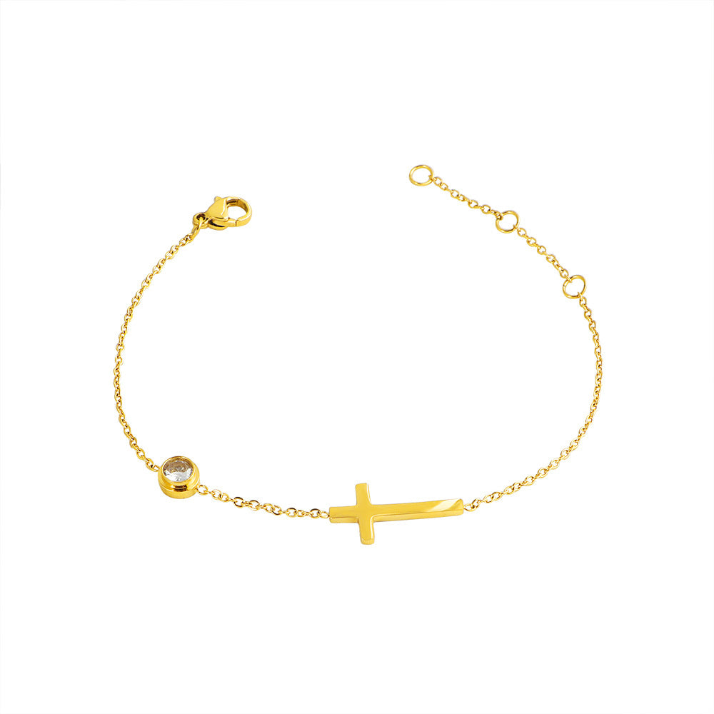Damen Armband mit Kreuzanhänger und funkelndem Kristall Shop Nory