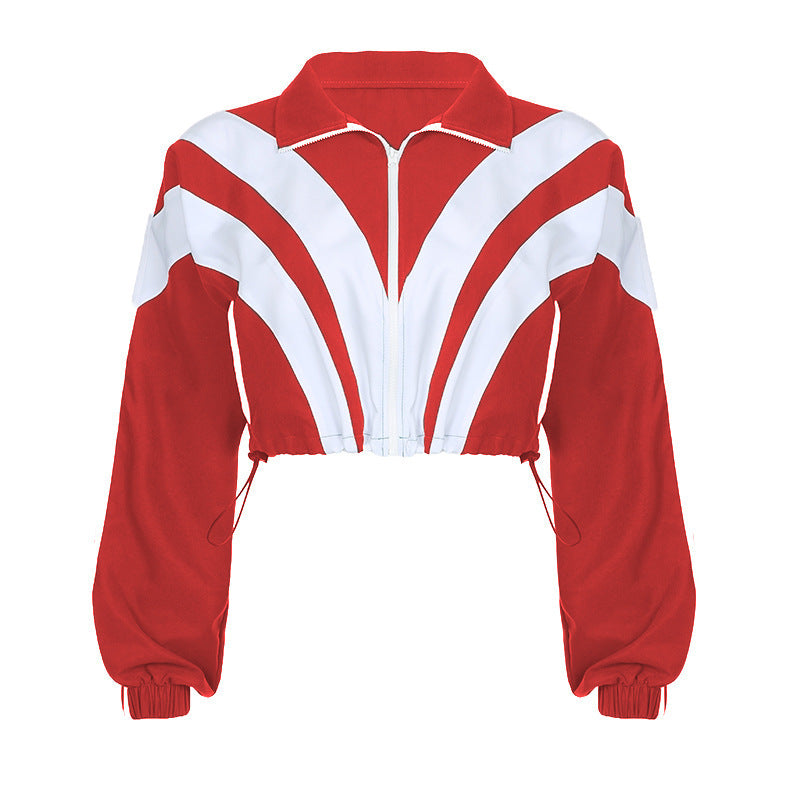 Damen nan kurz geschnittene sportliche Cropped-Bomberjacke mit durchgehendem Reißverschluss und tailliertem Kordelzug Shop Nory