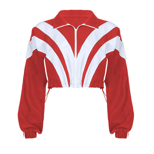 Damen nan kurz geschnittene sportliche Cropped-Bomberjacke mit durchgehendem Reißverschluss und tailliertem Kordelzug Shop Nory