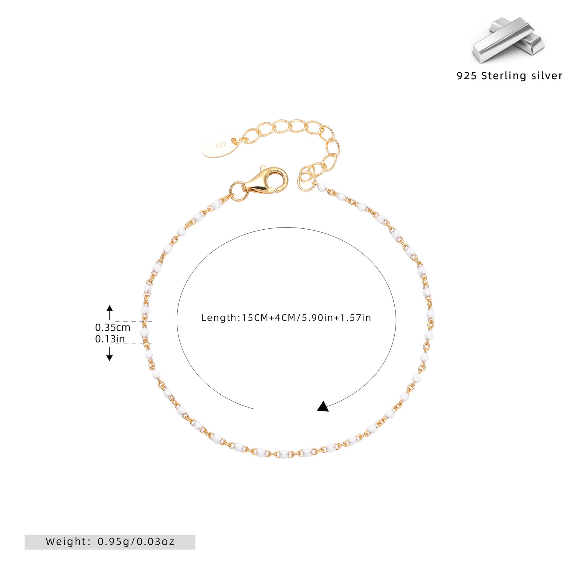 Damen Armband aus 925 Sterling Silber mit Zirkon-Akzenten Shop Nory