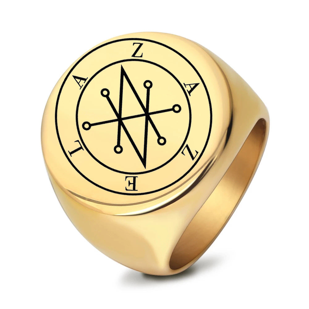 Herren Siegelring mit kunstvollem, geometrischem Design und einzigartigem Symbol Shop Nory