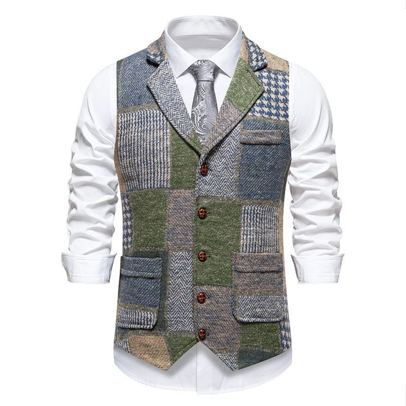 Herren Anzugweste im modernen Patchwork-Design mit praktischen Taschen