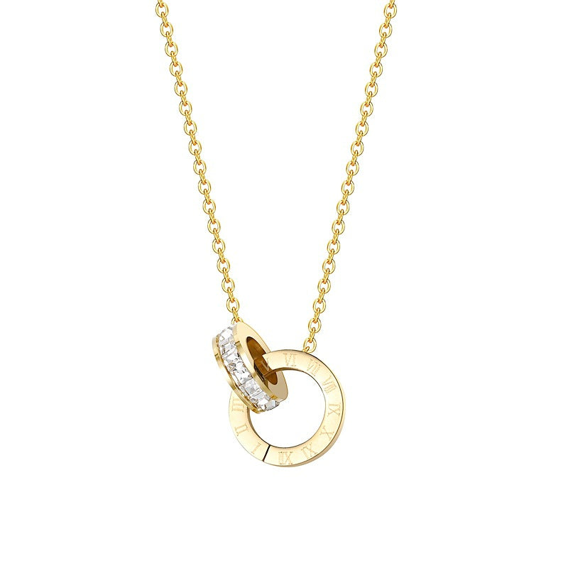 Damen elegante Halskette mit doppeltem Anhänger Shop Nory