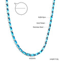 Damen elegante Halskette aus beschichtetem Edelstahl mit leuchtenden blauen Kristallen Shop Nory