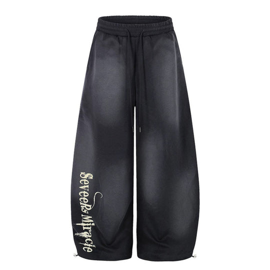 Damen Weite Palazzo-Jogginghose mit Komfortbund, Kordelzug und typografischem Seitenprint Shop Nory