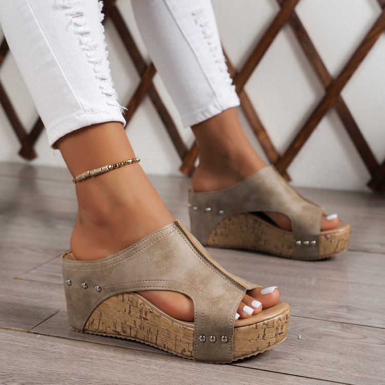 Damen Fußbett Sandalen mit komfortablem Korksohle Shopnory