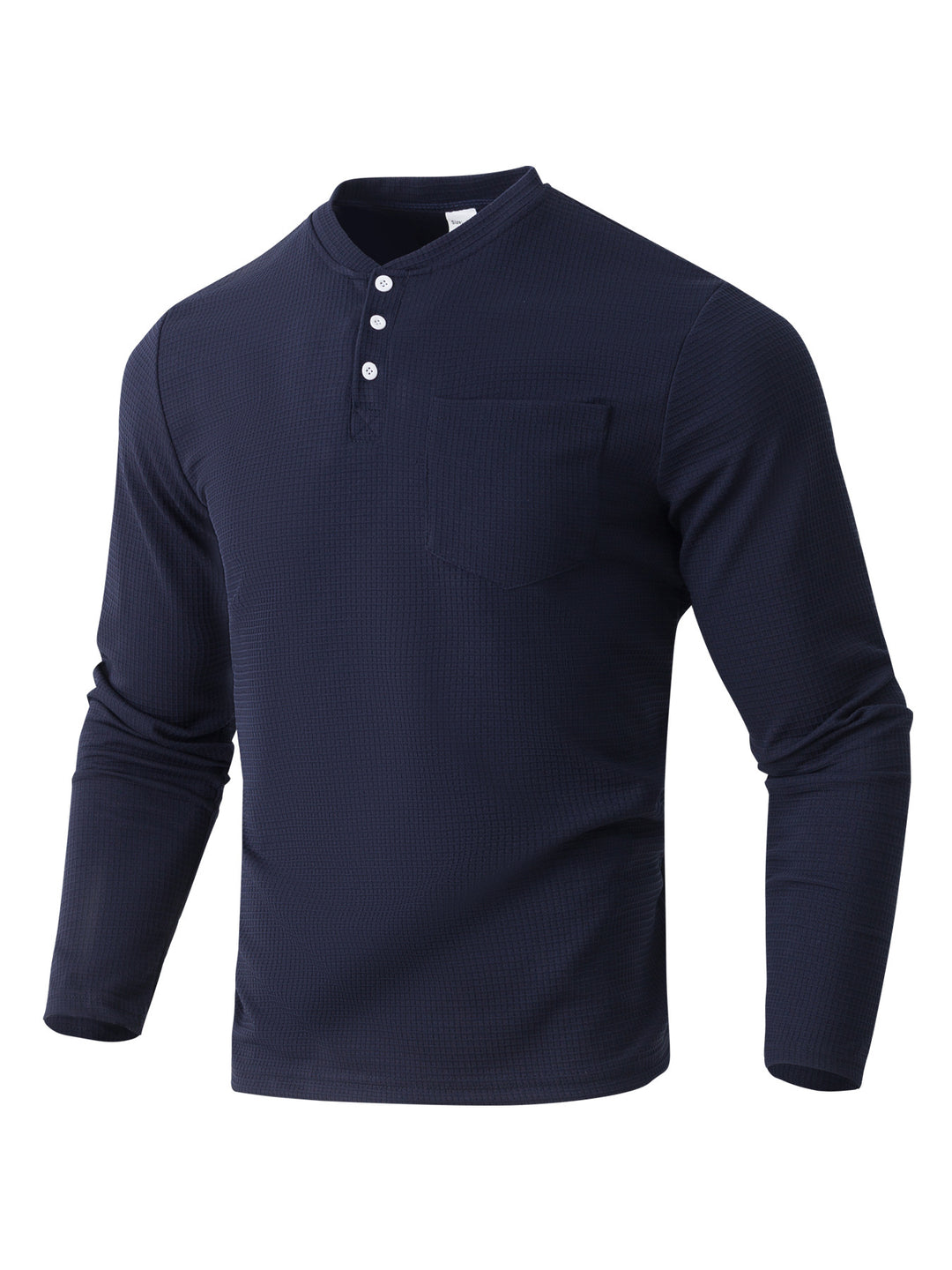 Herren Langarm Henley mit Waffelstruktur und Brusttasche thermisches Langarmshirt Shop Nory