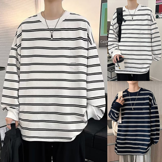 Herren Lässiges Langarmshirt mit eleganter Streifenoptik Shop Nory