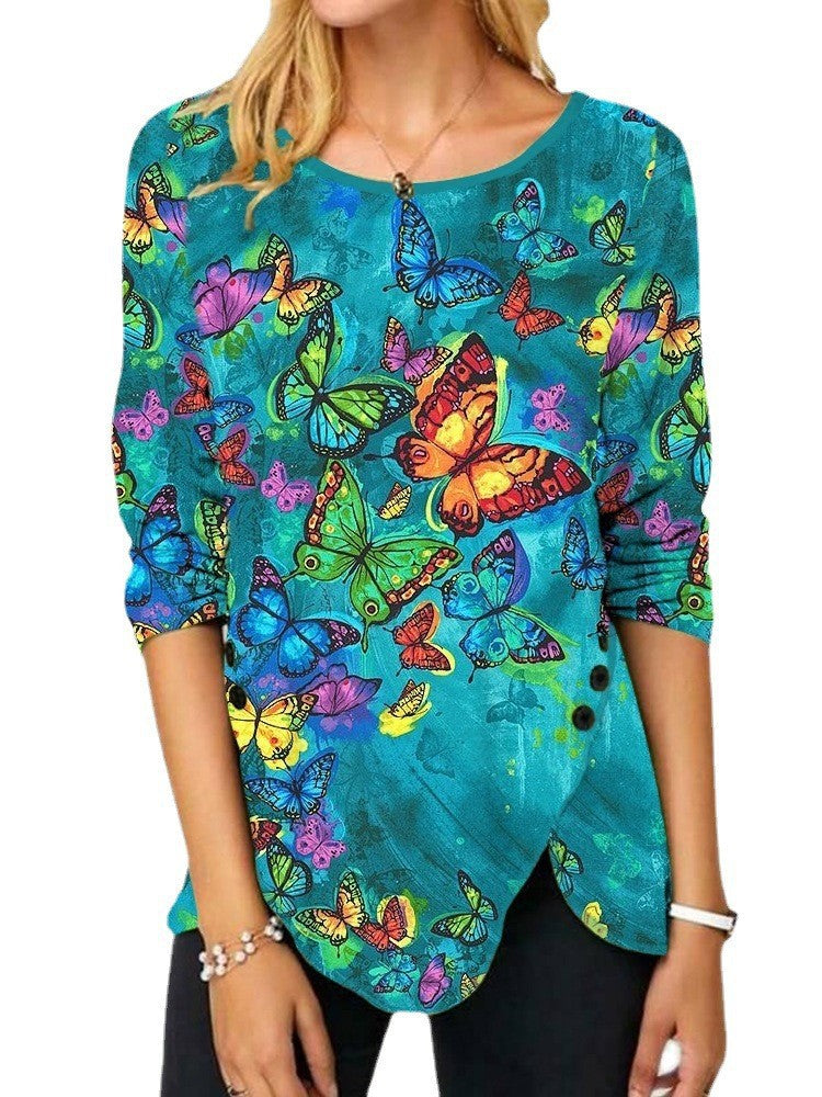 Damen Langärmeliges Oversize-Sweatshirt mit abstraktem Aquarell-Mosaikprint Shop Nory