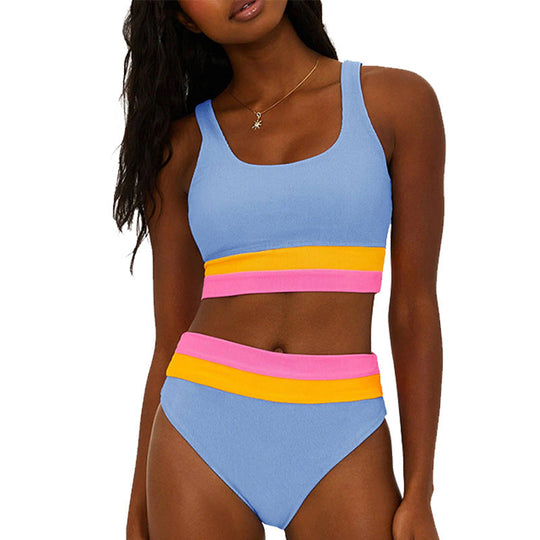 Damen Sportliches Bikini-Set mit komfortablem Crop-Top und hochgeschnittenem Höschen