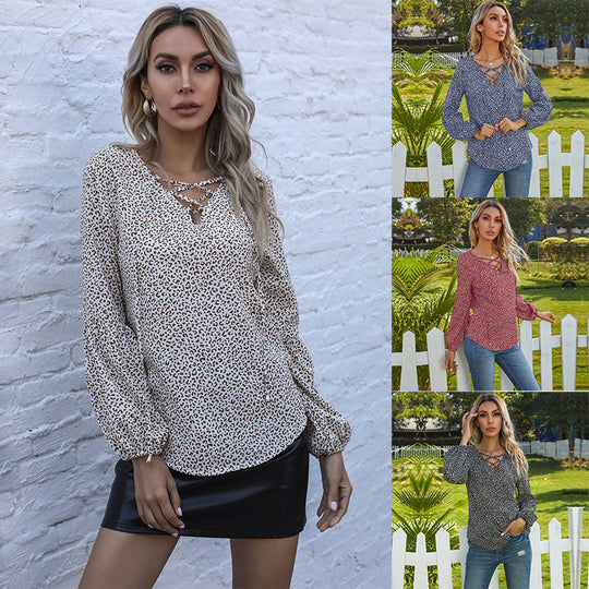 Damen Elegante Bluse mit Schnürung Shop Nory