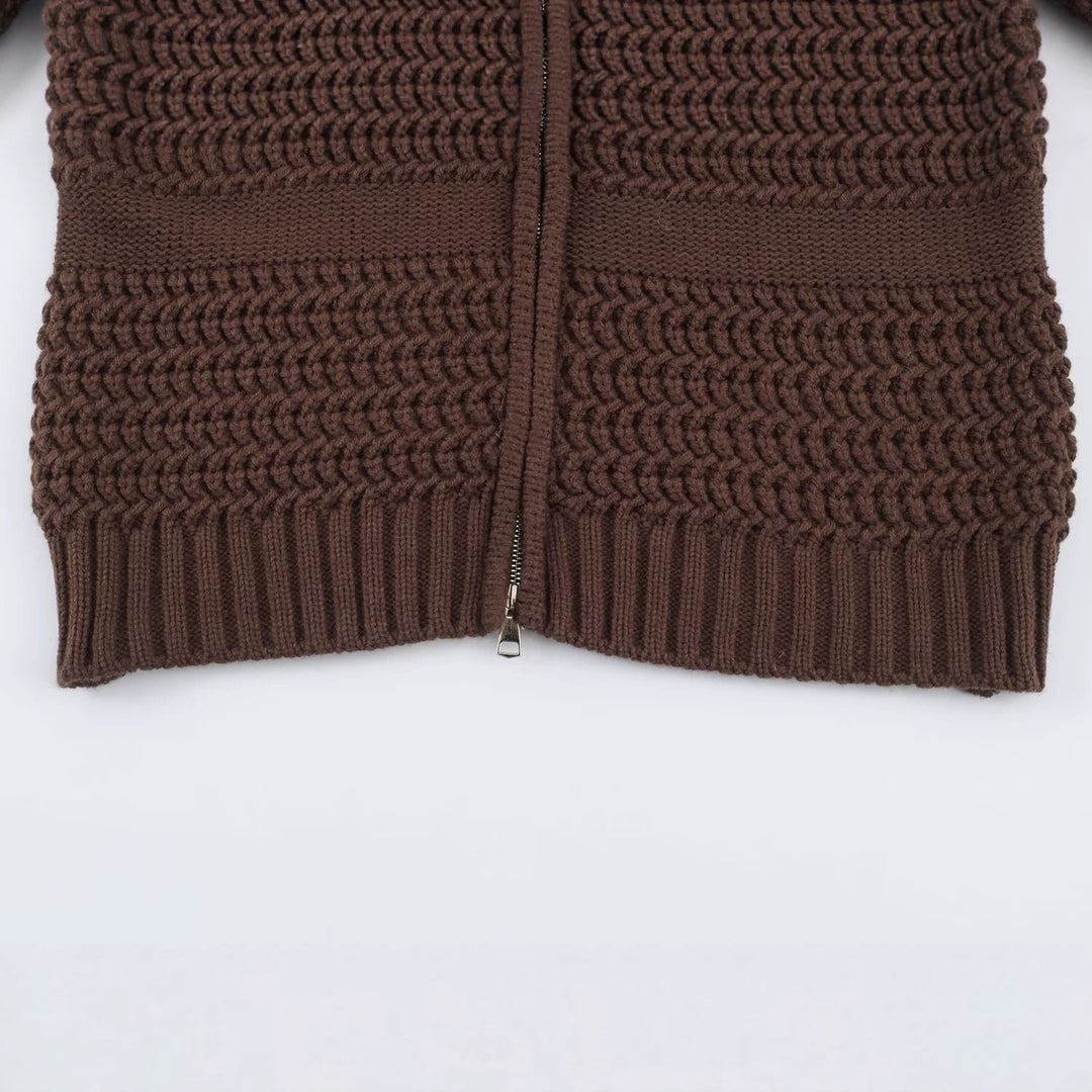Damen Strickjacke mit durchgehendem Reißverschluss und kuscheligem Kunstpelzkragen Shop Nory