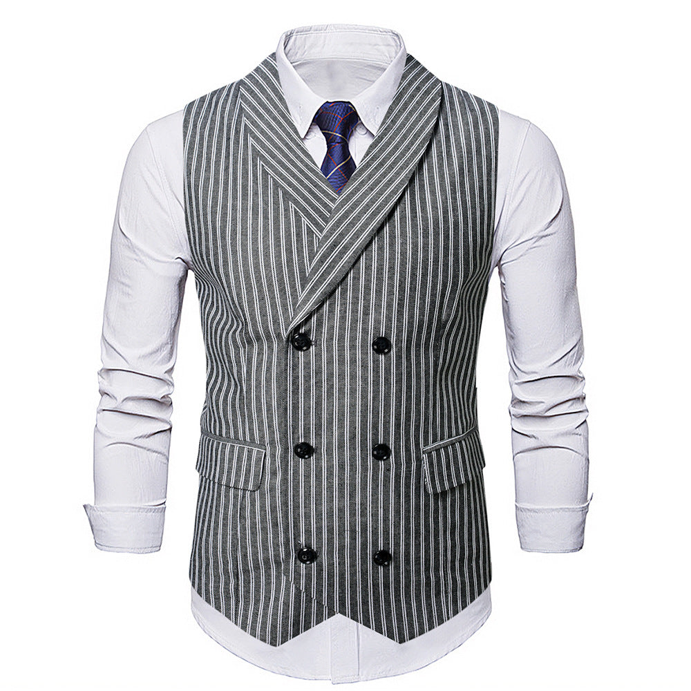 Herren elegante Weste mit doppelter Knopfleiste und klassischen Streifen
