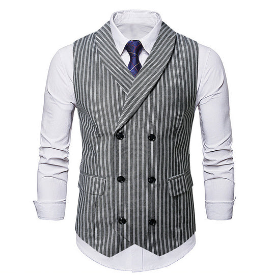 Herren elegante Weste mit doppelter Knopfleiste und klassischen Streifen